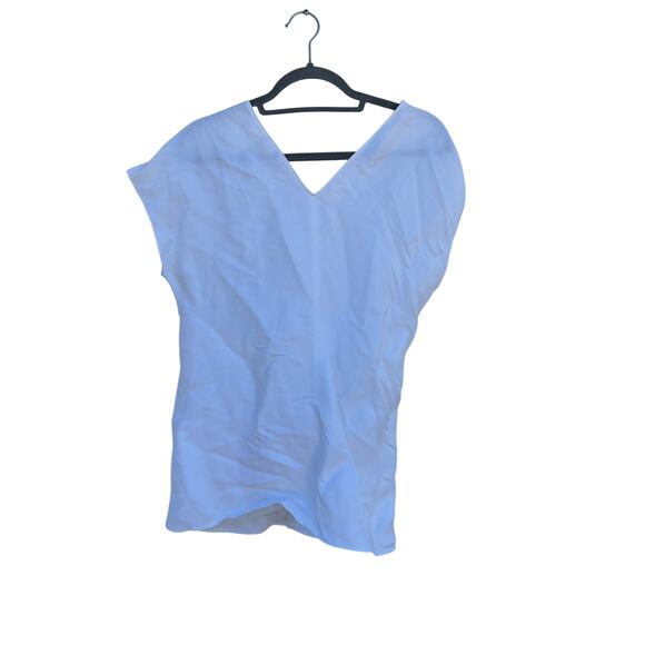 Helmut Lang White Linen Blend Blouse, V Neck, V Back, Cap Sleeve, Size‎ 8 - Picture 2 of 5